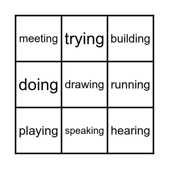 Present continuous Bingo Card