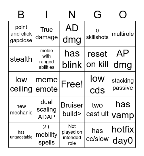 LOCKE Bingo Card