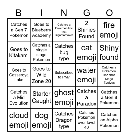 PM7 Emoji Bingo Card