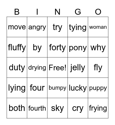 Lessons 73&74 Bingo Card