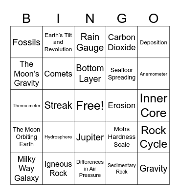 Science Bingo Card