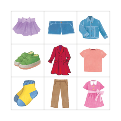 clothes (옷) Bingo Card