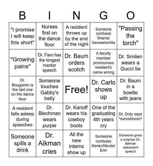 Graduation 2026 Bingo Card