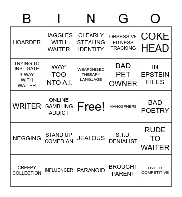 BAD DATE Bingo Card