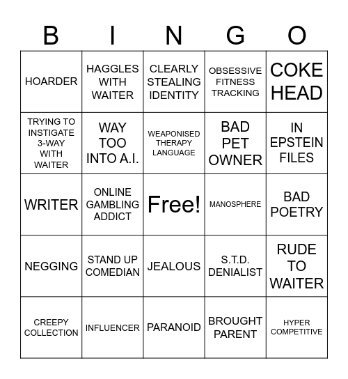 BAD DATE Bingo Card