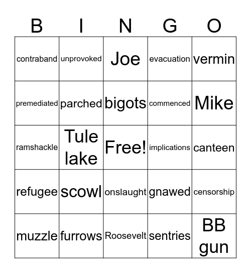 Thin Wood Walls Bingo  Bingo Card