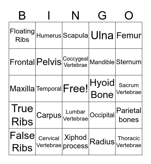 Bone Bingo Card