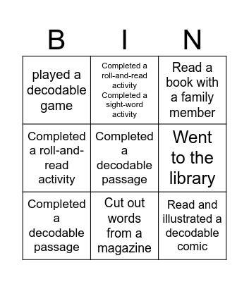 Summer Chart Bingo Card