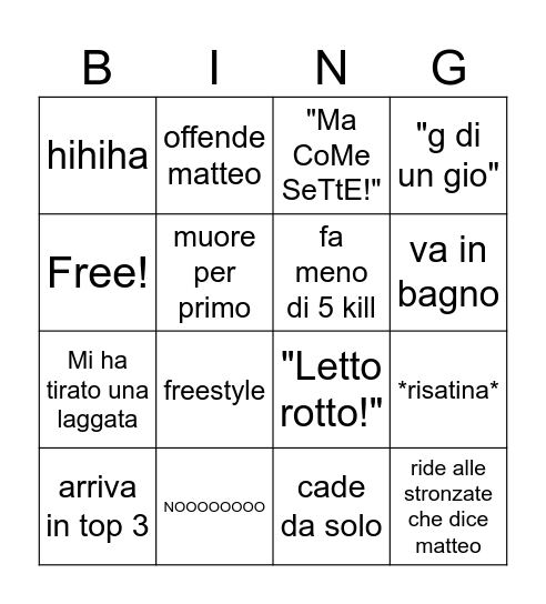 riccardo Bingo Card