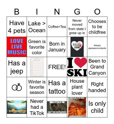 GTKY Bingo Card