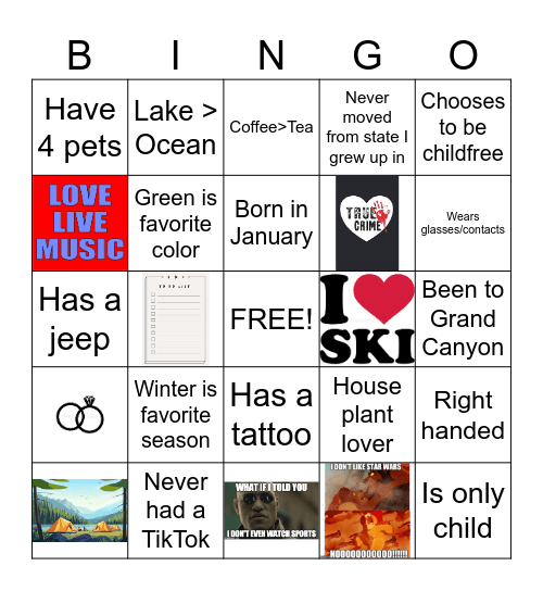 GTKY Bingo Card
