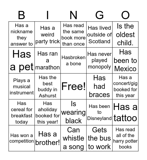 Reem Team Bingo Card