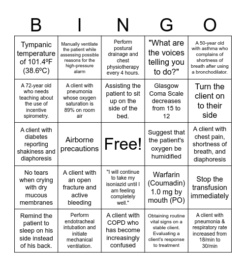CAN YOU NCLEX? Bingo Card
