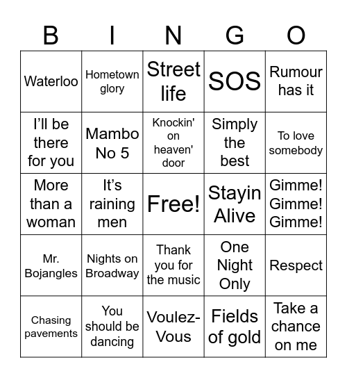 Ellen's bingo Card