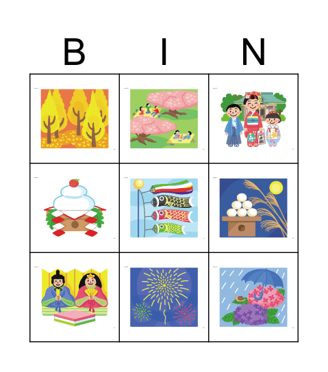 12 month bingo Card