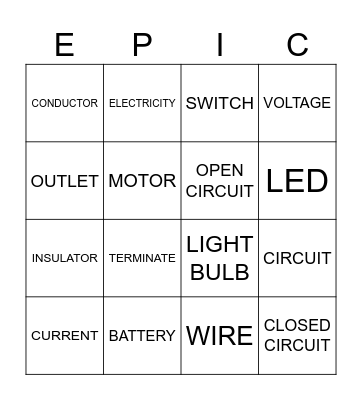 CAMP Bingo Card