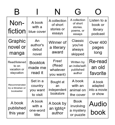 Book Bingo Card