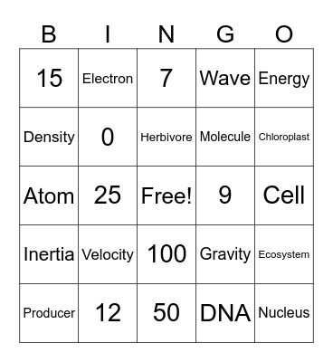 Science/Math Facts Bingo Card