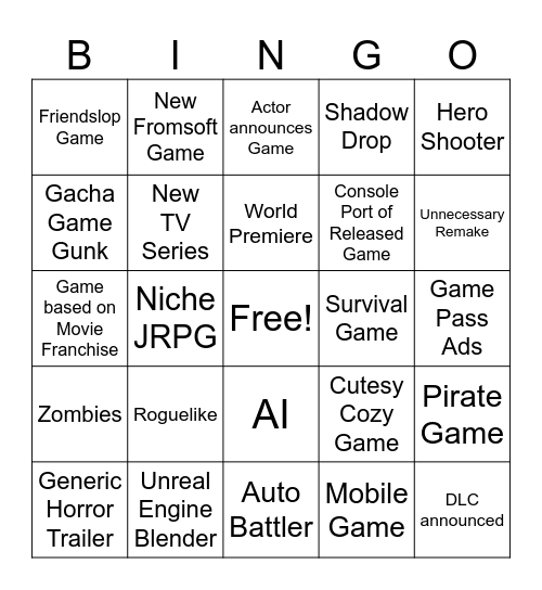 SGF Bingo Card