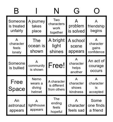 Laika & Nemo Bingo Card
