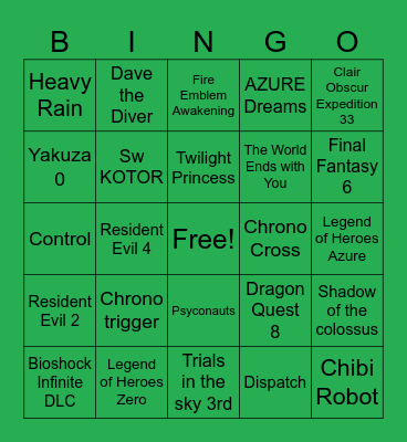 Bingo games Bingo Card