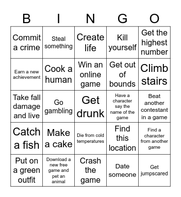 game show Bingo Card
