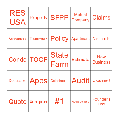 Founders Day Bingo Card