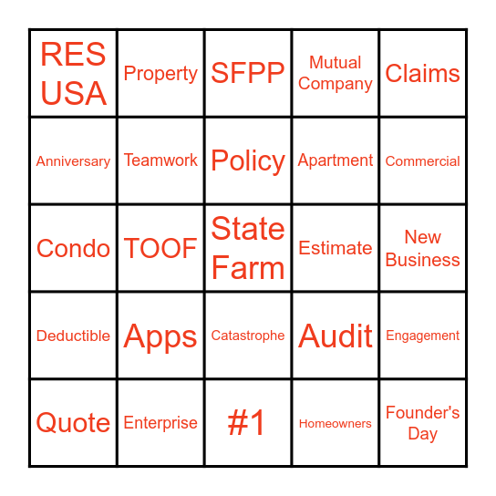 Founders Day Bingo Card