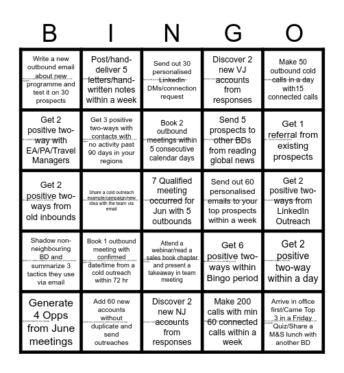 June Hustle Bingo Card