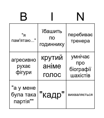 Льоша Bingo Card