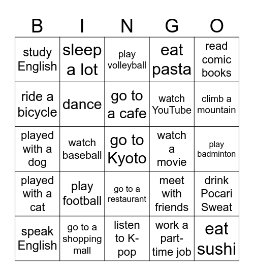 Did you...last weekend? Bingo Card