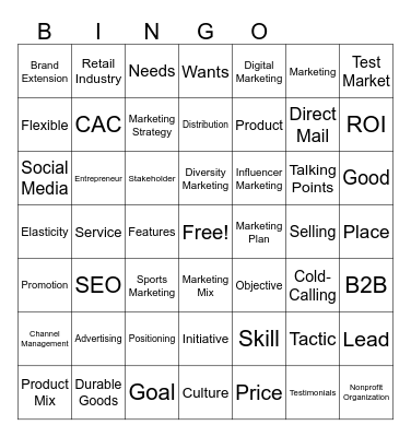 Marketing Bingo Card
