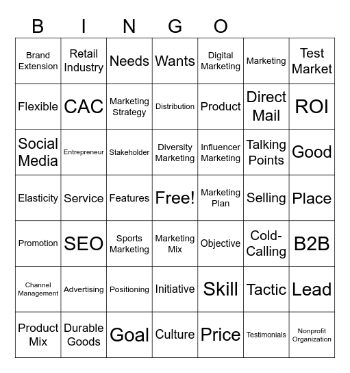 Marketing Bingo Card