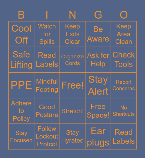 Summer Safety Bingo Card