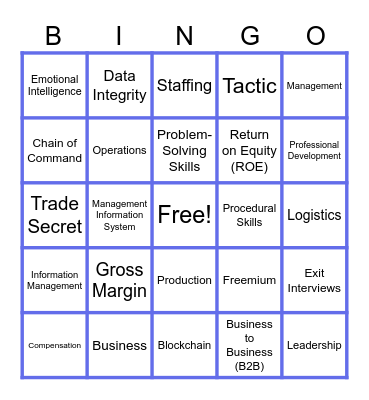 Intro to Business Bingo Card