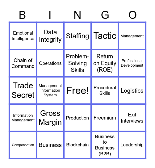Intro to Business Bingo Card