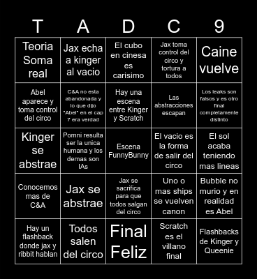 TADC episodio 9 Bingo Card