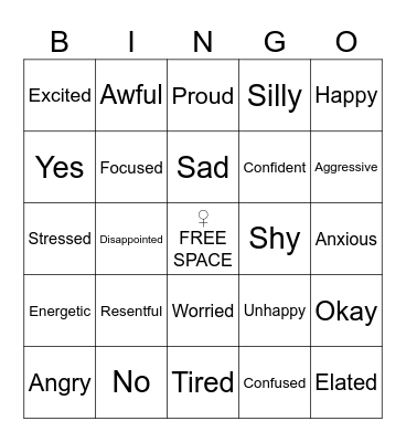Feelings & Emotions Bingo Card