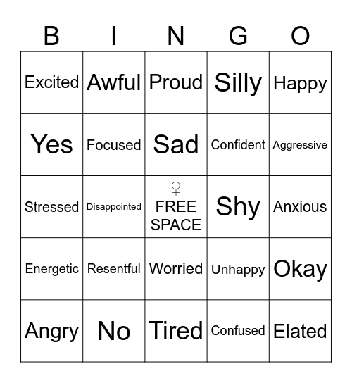 Feelings & Emotions Bingo Card
