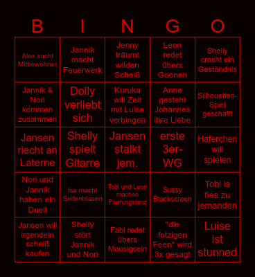 Tomodachi Bingo Card