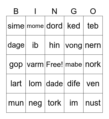 Nonsenxe Bingo Card