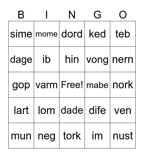 Nonsenxe Bingo Card