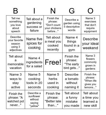 Winnie's Bingo Card