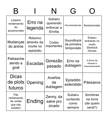 Auramonster Bingo Card