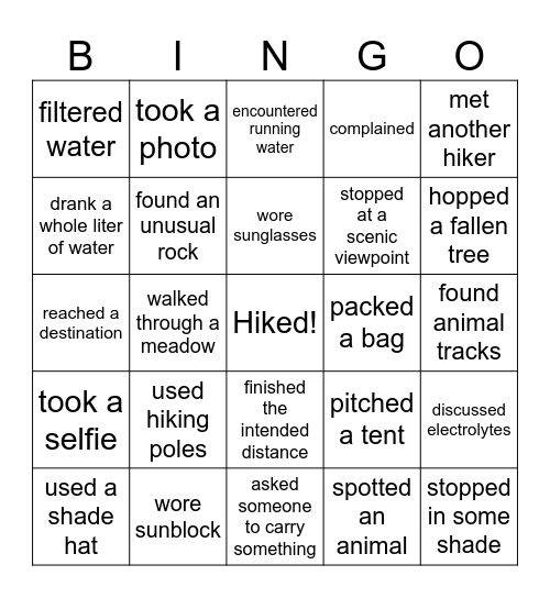 TREKKER Bingo Card