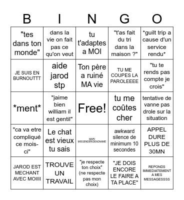 MOTHER IS CALLING Bingo Card