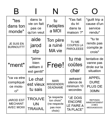 MOTHER IS CALLING Bingo Card