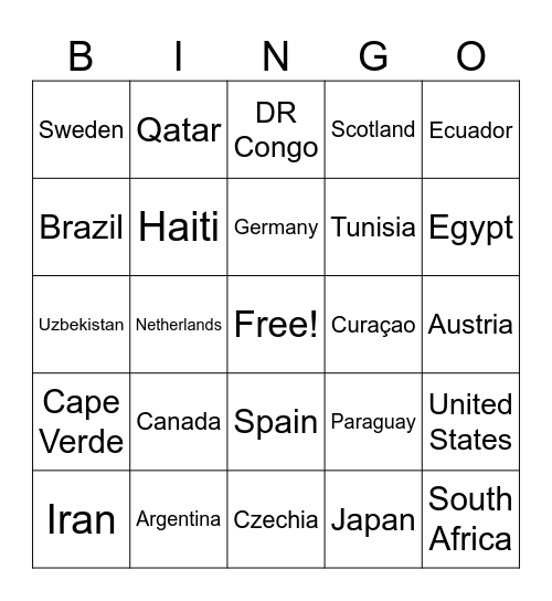 World Cup 2026 Bingo Card