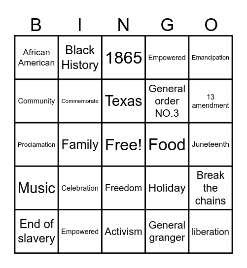 JUNETEENTH Bingo Card