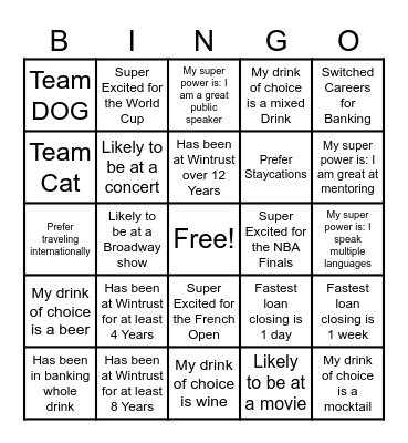 Jolie's Bingo Card